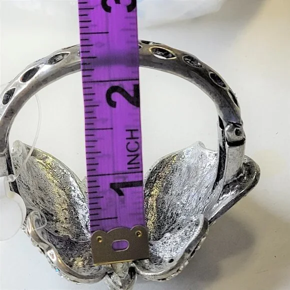 Large Rhinestone Butterfly Hinged Cuff Bracelet - Picture 11 of 14